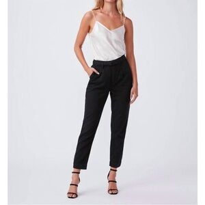 Paige belted simone pleats trouser pant in black carbon size 32